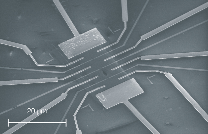 SEM image showing graphene quantum point contacts
