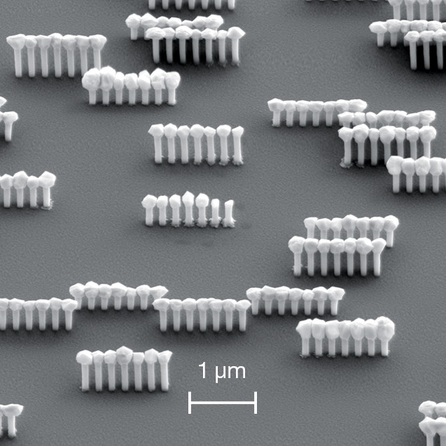 SEM image of an EBL structure looking like a Roman NanoCity