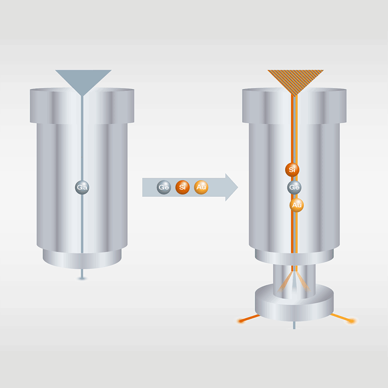 Illustration of a FIB column with Gallium and one with MultiSpecies