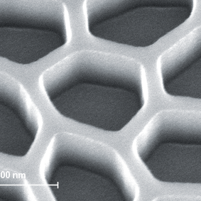 SEM image showing Hyperuniform Wall Network for Light Trapping in ultrathin Silicon