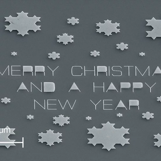 SEM image of a christmas greeting done with sketch&peel